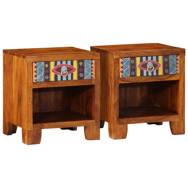 Gossi noptiera 2 buc 40x35x45 cm lemn masiv de salcam