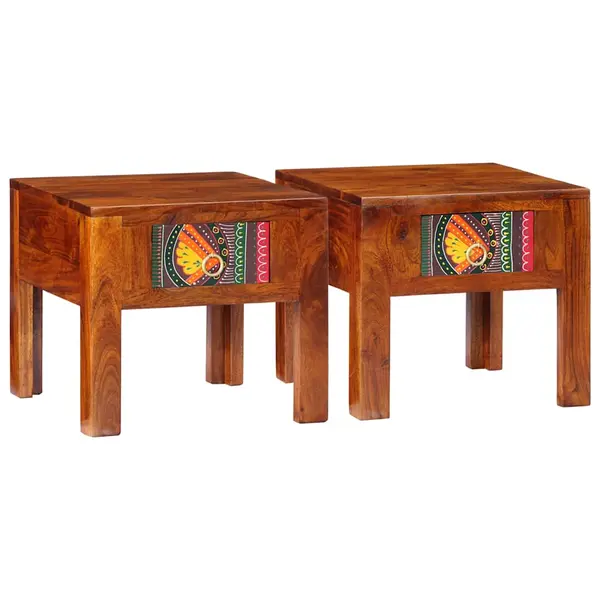 Gossi noptiera 2 buc 40x40x36 cm lemn masiv de salcam