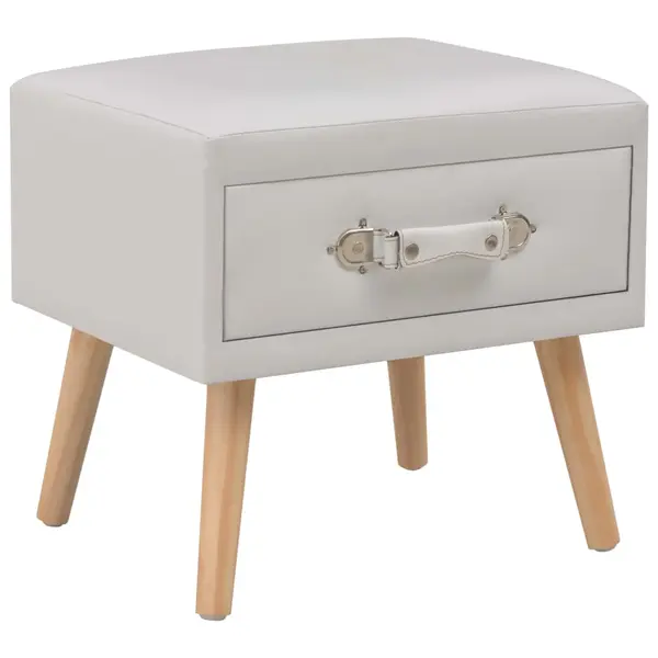 Gossi noptiera, alb, 40 x 35 x 40 cm, piele ecologica