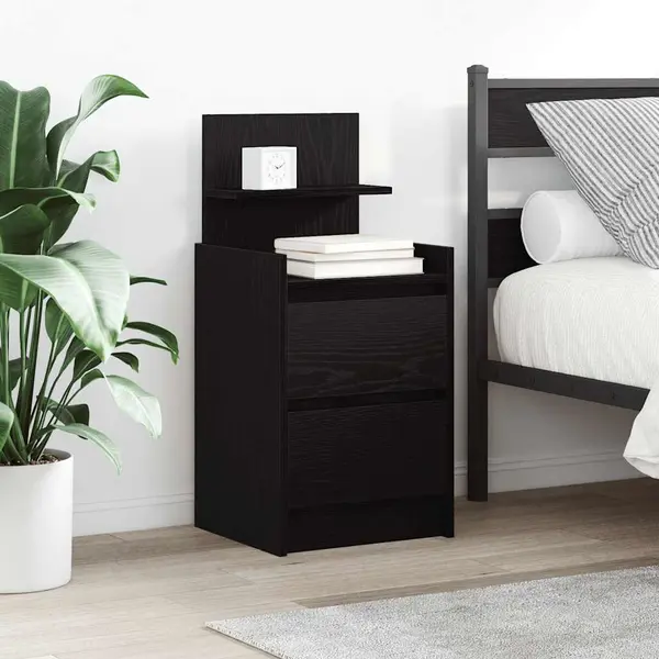 Gossi noptiera cu 2 sertare negru 38x34x80 cm