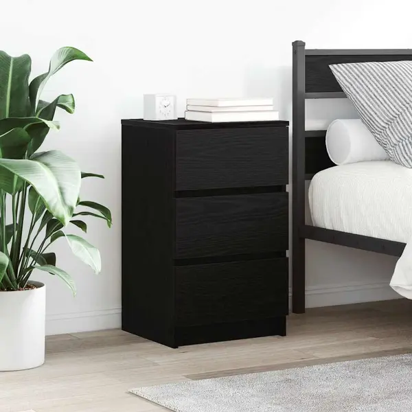 Gossi noptiera cu 3 sertare negru 39x35x65 cm