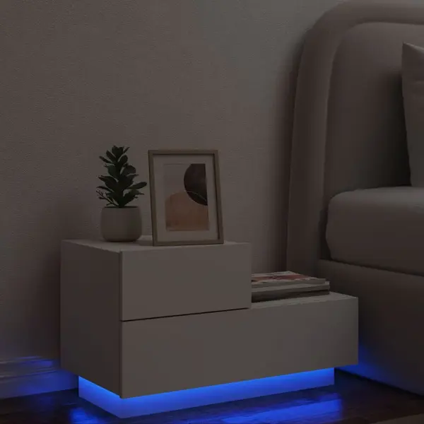 Gossi noptiera cu lumini led, alb, 70x36x40,5 cm