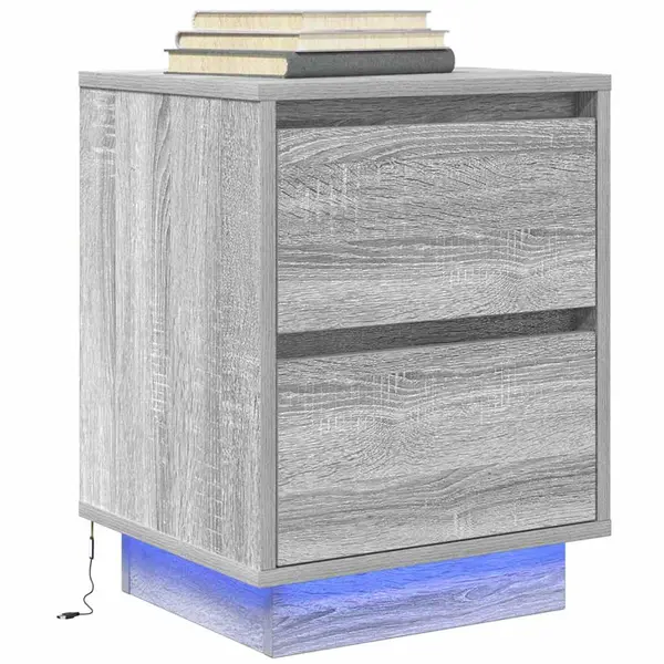Gossi noptiera cu lumini led gri sonoma 38x34x50 cm