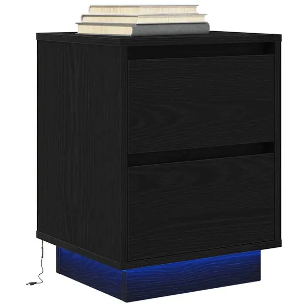 Gossi noptiera cu lumini led negru 38x34x50 cm