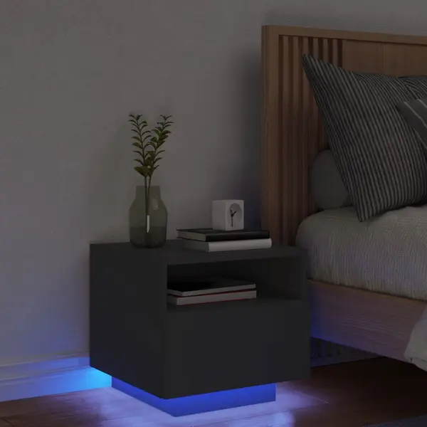 Gossi noptiera cu lumini led, negru, 40x39x37 cm