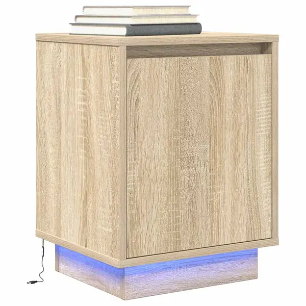 Gossi noptiera cu lumini led stejar sonoma 38x34x50 cm