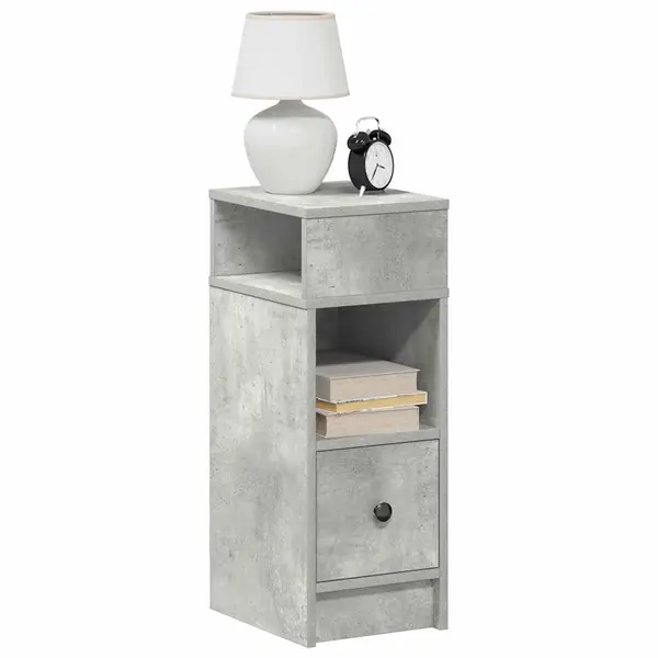 Gossi noptiera cu sertar gri beton 25x31x66 cm