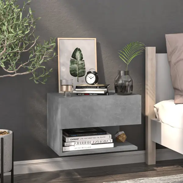 Gossi noptiera de perete, gri beton