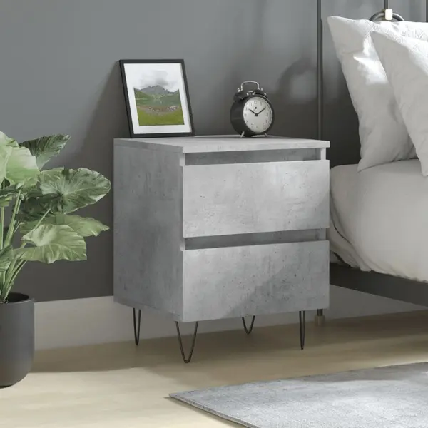 Gossi noptiera, gri beton, 40x35x50 cm, lemn compozit