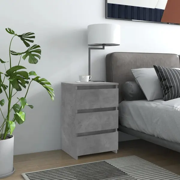 Gossi noptiera, gri beton, 40x35x62,5 cm, lemn compozit