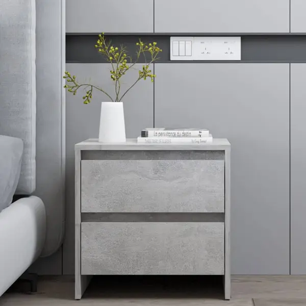 Gossi noptiera, gri beton, 45x34,5x44,5 cm, pal