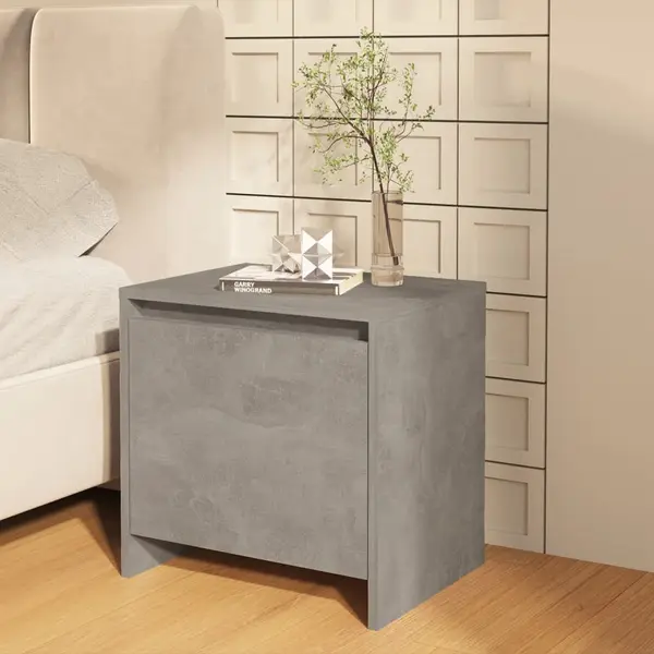 Gossi noptiera, gri beton, 45x34x44,5 cm, lemn prelucrat