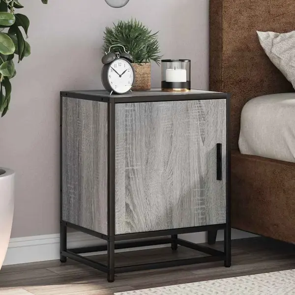 Gossi noptiera gri sonoma 40x31x50 cm lemn prelucrat si metal