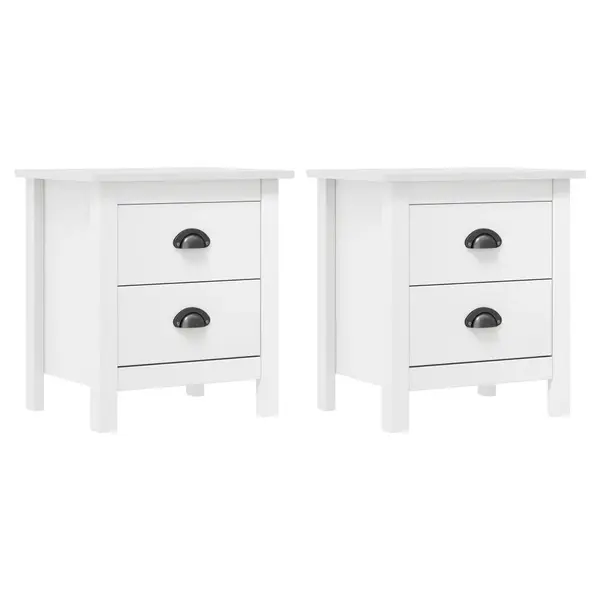 Gossi noptiera hill, 2 buc., alb, 46x35x49,5 cm, lemn masiv pin
