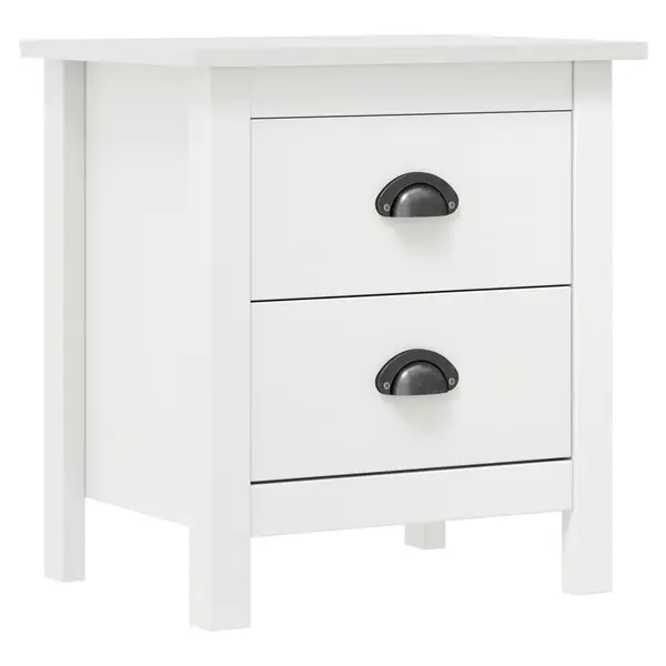 Gossi noptiera hill, alb, 46x35x49,5 cm, lemn masiv de pin