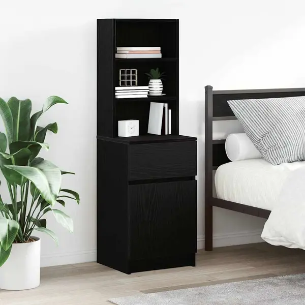 Gossi noptiera neagra 39x35x125 cm lemn prelucrat
