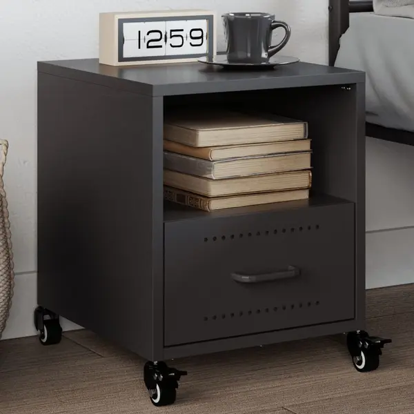 Gossi noptiera, negru, 36x39x43,5 cm, otel