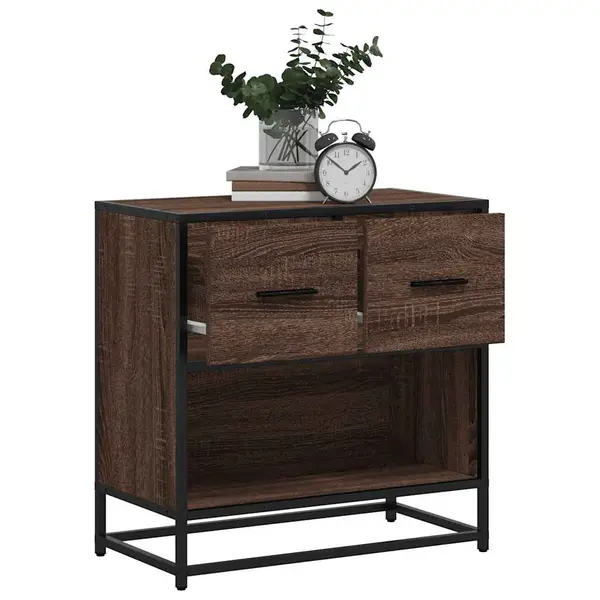 Gossi noptiera stejar maro 60x31x60 cm lemn prelucrat si metal