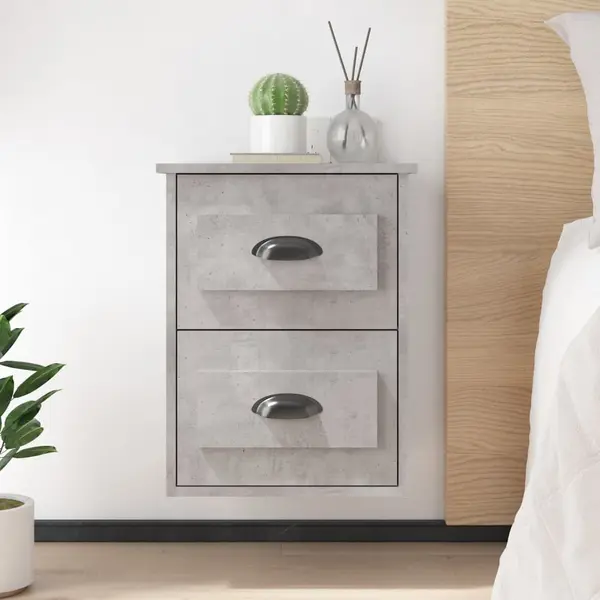 Gossi noptiera suspendata pe perete, gri beton, 41,5x36x53 cm