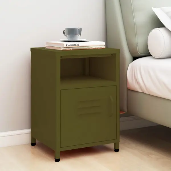 Gossi noptiera, verde masliniu, 35x35x51 cm otel