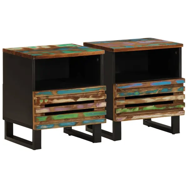 Gossi noptiere, 2 buc., 40x34x46 cm, lemn masiv reciclat