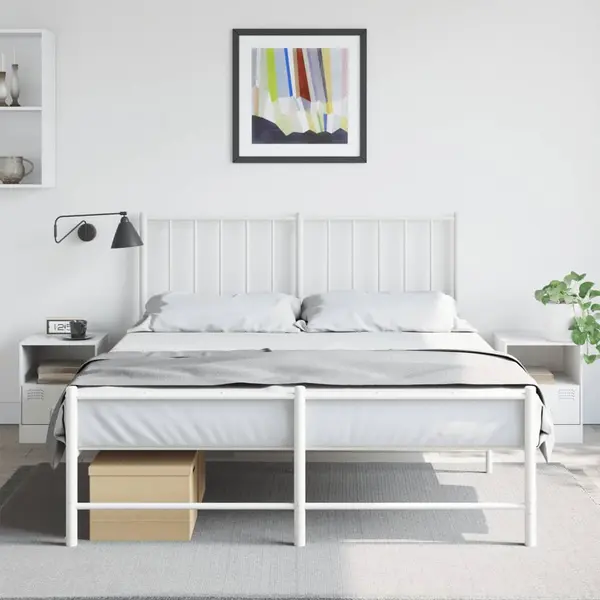 Gossi noptiere, 2 buc., alb, 34,5x39x44 cm, otel