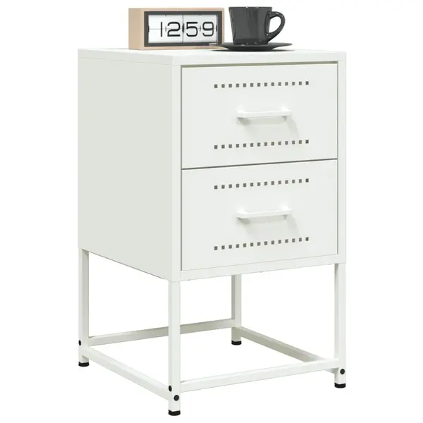 Gossi noptiere, 2 buc., alb, 36x39x60,5 cm, otel