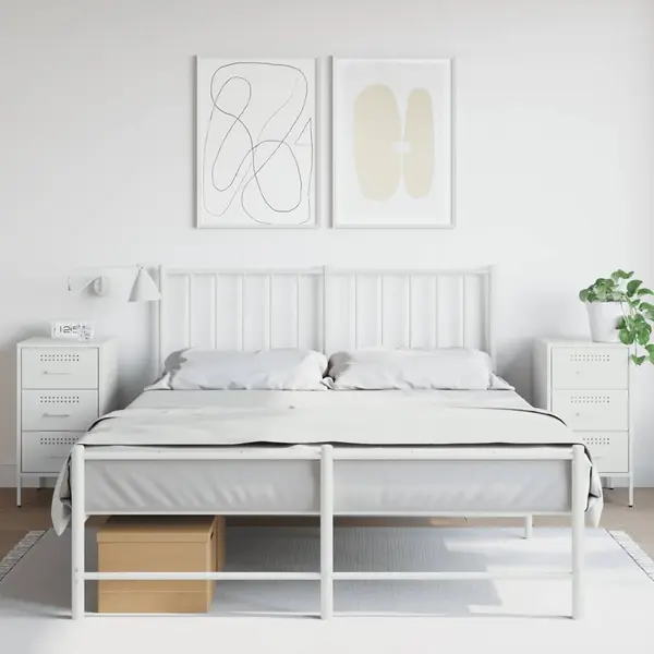 Gossi noptiere, 2 buc., alb, 36x39x68 cm, otel laminat la rece