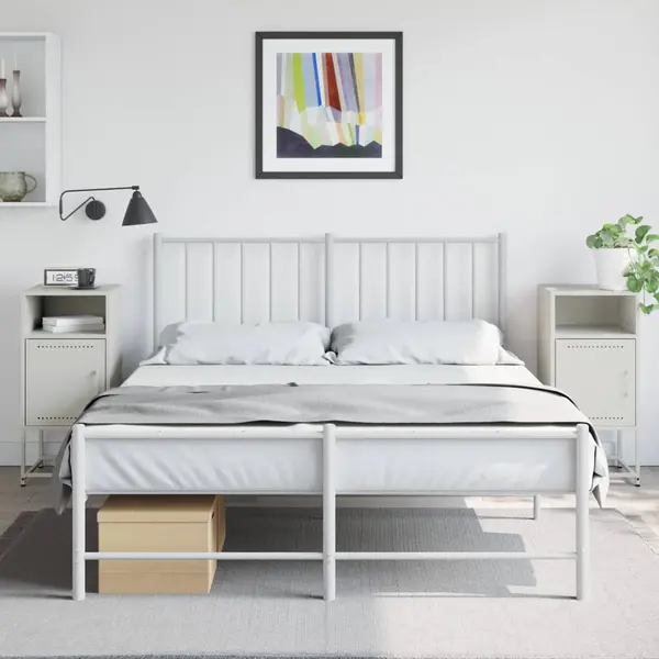 Gossi noptiere, 2 buc., alb, 36x39x78 cm, otel