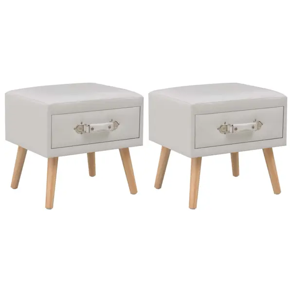 Gossi noptiere, 2 buc., alb, 40 x 35 x 40 cm, piele ecologica