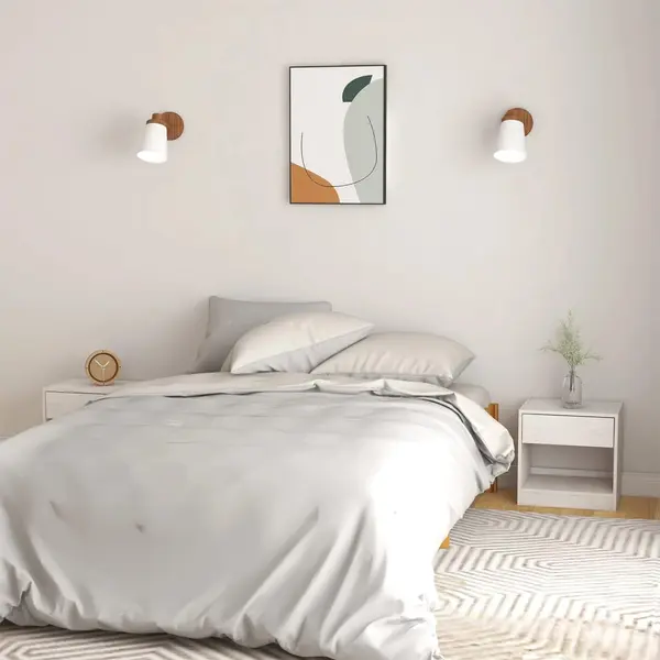 Gossi noptiere, 2 buc., alb, 40x31x40 cm, lemn masiv de pin