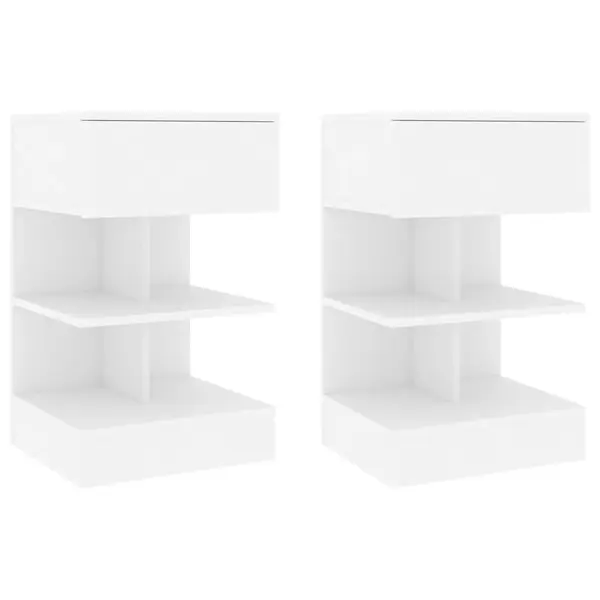 Gossi noptiere, 2 buc., alb, 40x35x65 cm, pal
