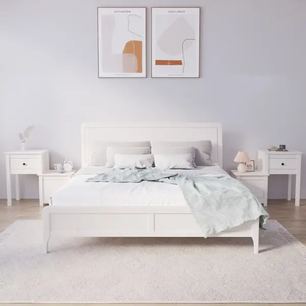 Gossi noptiere, 2 buc., alb, 79,5x38x65,5 cm, lemn masiv de pin