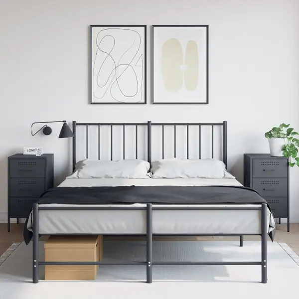 Gossi noptiere, 2 buc., antracit, 36x39x68 cm, otel laminat la rece