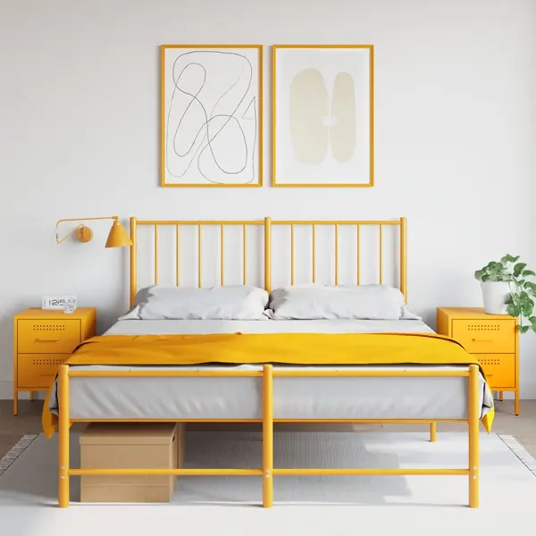 Gossi noptiere, 2 buc., galben mustar, 36x39x50,5 cm, otel