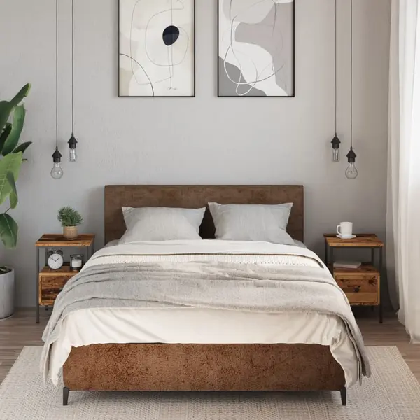 Gossi noptiere, 2 buc, lemn invechit, 34x36x50 cm, lemn prelucrat