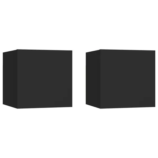 Gossi noptiere, 2 buc., negru, 30,5x30x30 cm, lemn prelucrat