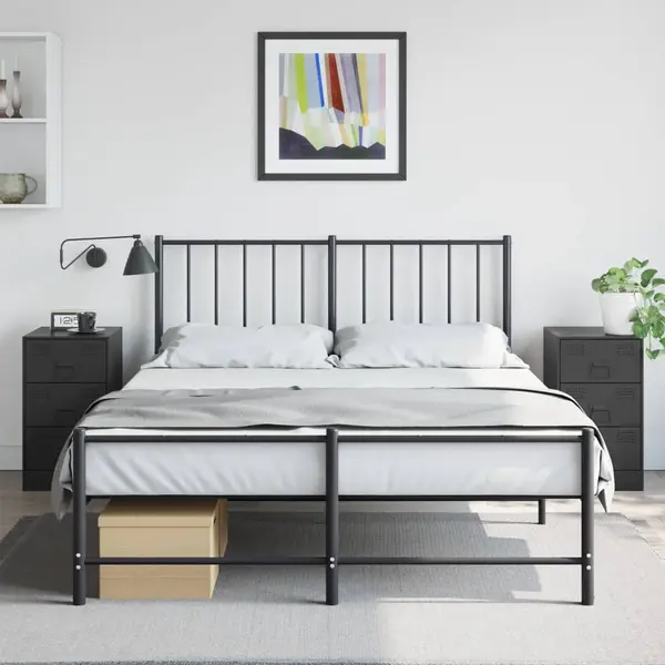 Gossi noptiere, 2 buc., negru, 34,5x39x62 cm, otel