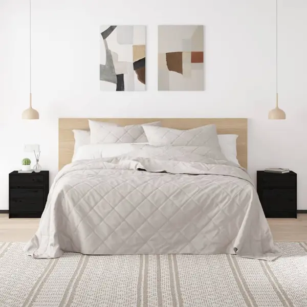 Gossi noptiere, 2 buc., negru, 40x31x50 cm, lemn masiv de pin
