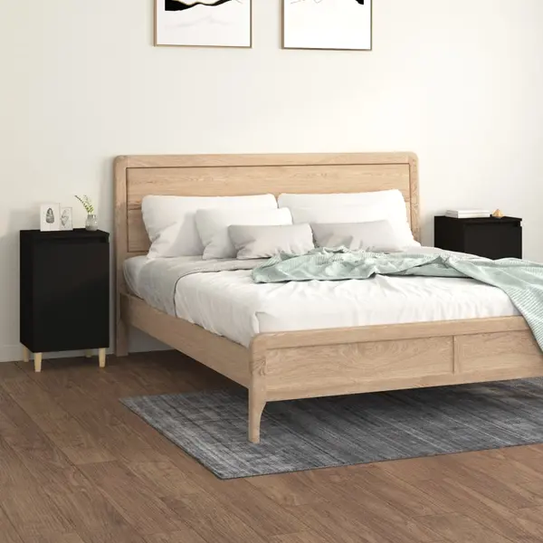 Gossi noptiere, 2 buc, negru, 40x35x70 cm, lemn prelucrat