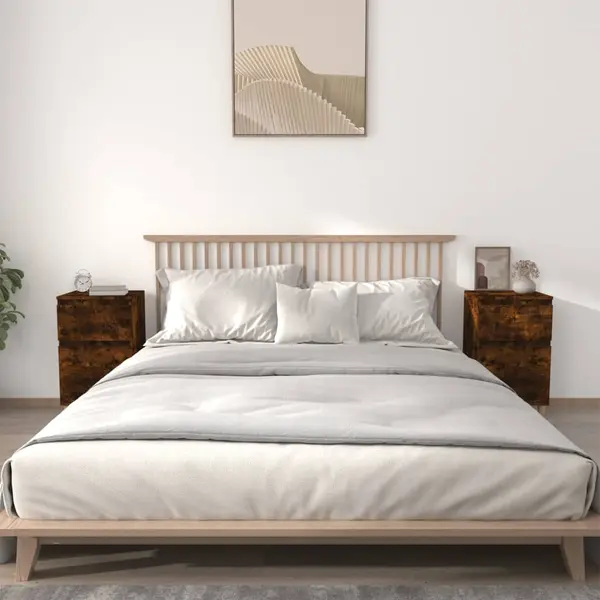Gossi noptiere, 2 buc., stejar afumat, 40x35x70 cm