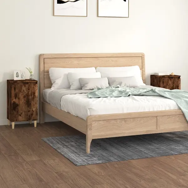 Gossi noptiere, 2 buc., stejar afumat, 40x35x70 cm, lemn prelucrat