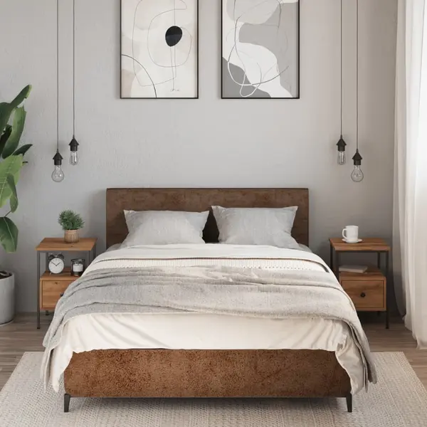 Gossi noptiere, 2 buc., stejar artizanal, 34x36x50 cm, lemn prelucrat