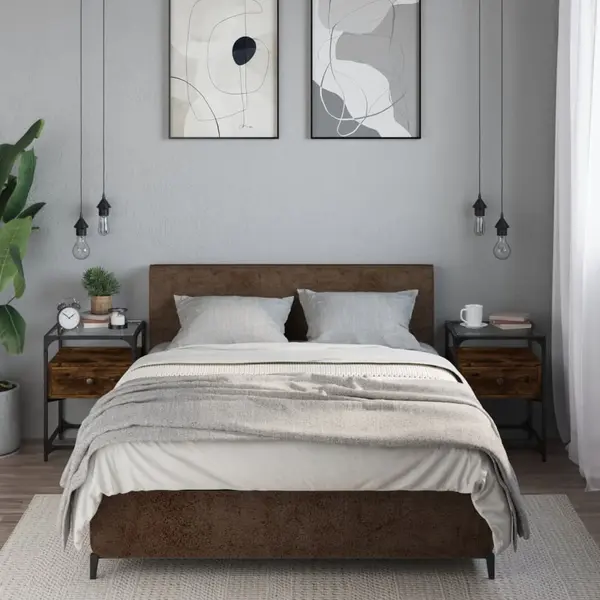 Gossi noptiere, 2 buc., stejar fumuriu, 40x40x55 cm, lemn compozit