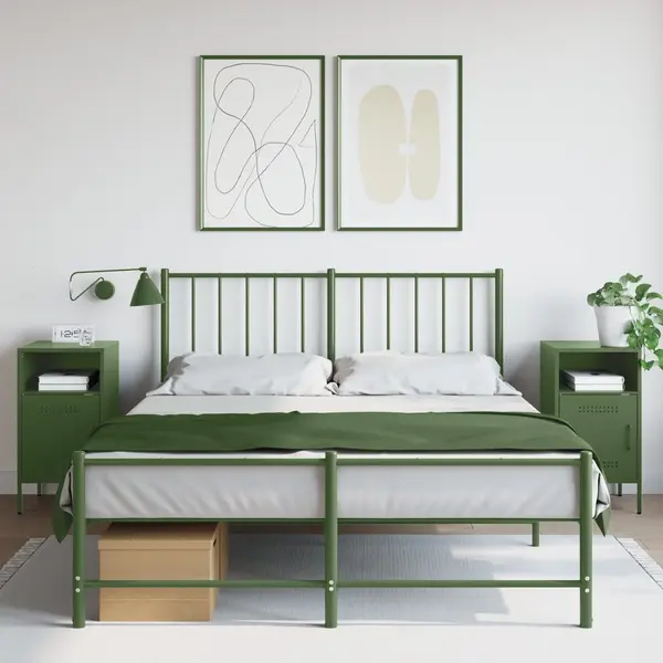 Gossi noptiere 2 buc. verde maslina 36x39x68cm otel laminat la rece