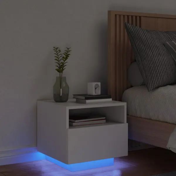 Gossi noptiere cu lumini led, alb, 40x39x37 cm