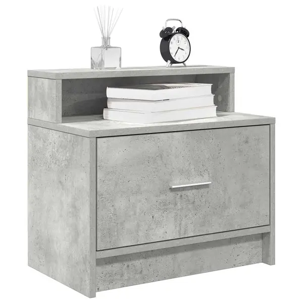 Gossi noptiere cu sertar 2 buc gri beton 51x31x47 cm