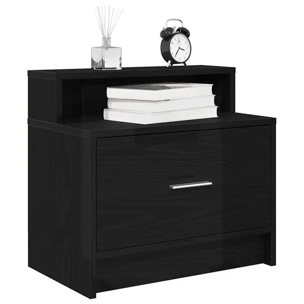 Gossi noptiere cu sertar 2 buc stejar negru 51x31x47 cm