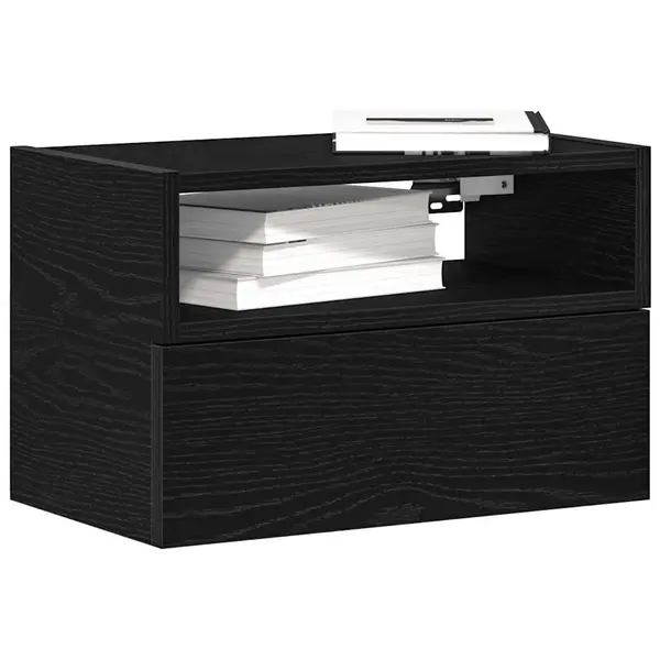 Gossi noptiere de perete, 2 buc., negru, 45x26x28,5 cm