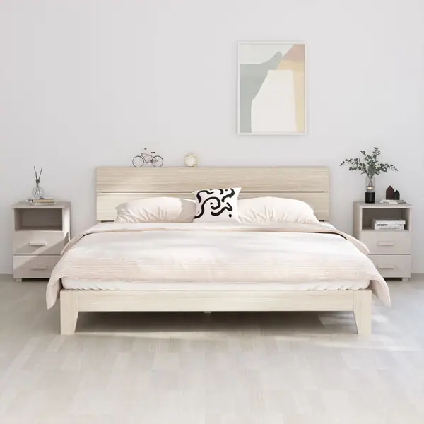 Gossi noptiere hamar, 2 buc, alb, 40x35x62 cm, lemn masiv de pin
